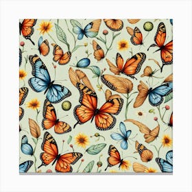 Butterflies And Flowers Canvas Print