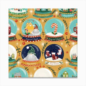 Christmas Snow Globe Yellow Canvas Print