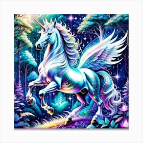 Unicorn In The Forest Canvas Print