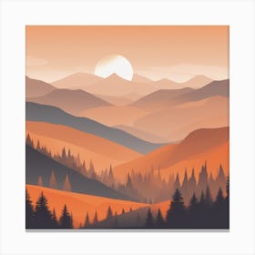 Misty mountains background in orange tone 31 Canvas Print