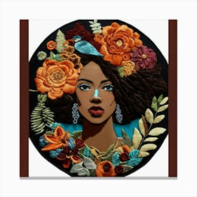 Afrocentric Embroidery Patch Of Face Of A Stunning (1) Canvas Print