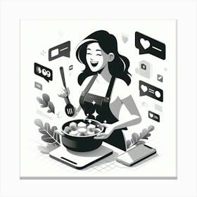 Illustration Of A Woman Cooking Canvas Print