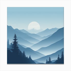 Misty mountains background in blue tone 59 Canvas Print