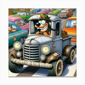 Dog Truck Canvas Print
