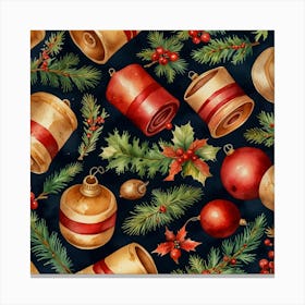 Christmas Ornaments Seamless Pattern Canvas Print