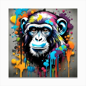 Monkey With Splatters Canvas Print