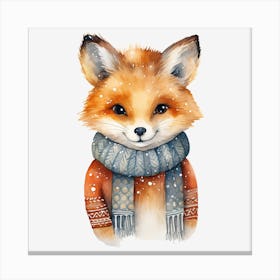 Fox In Scarf 3 Canvas Print