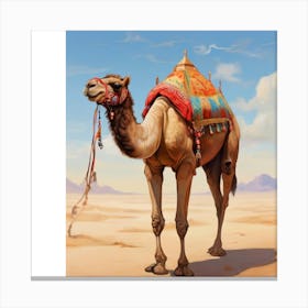 Camel In The Desert Canvas Print