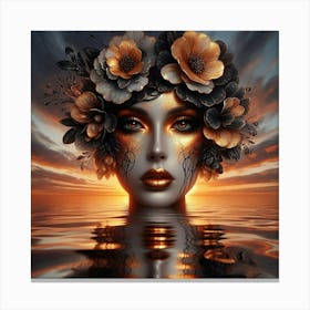 Beautiful Woman With Flowers In Her Hair Canvas Print