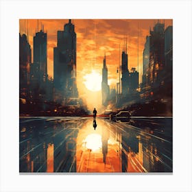 Cyberpunk Skyline Canvas Print