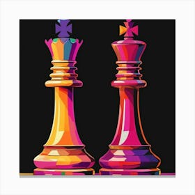 Vibrant King And Queen Chess Pie Canvas Print