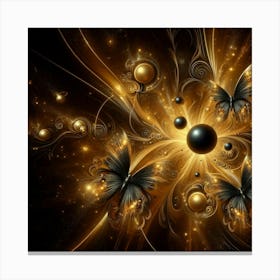 Abstract Gold Butterflies Canvas Print