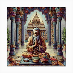 Hindu priest praying in a temple Canvas Print