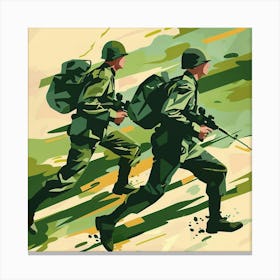 Two Soldiers Running Canvas Print