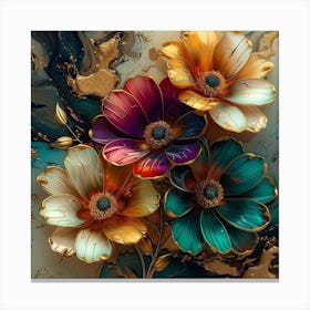 Flowers In Gold Canvas Print