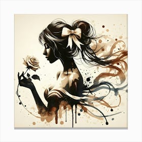 Girl With Rose Canvas Print