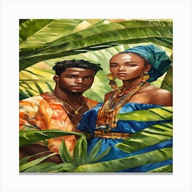 Couple In The Jungle Canvas Print