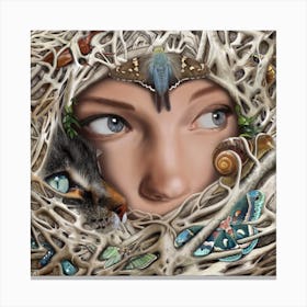 Woman In A Nest Canvas Print