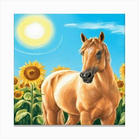 Horse In Sunflower Field 18 Canvas Print