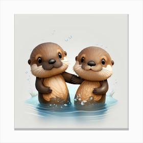 Otters Canvas Print