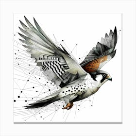 Flying Falcon - Abstract Line Art Illustration 15 Canvas Print