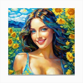 Sunflower Girlguu 1 Canvas Print