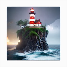 Lighthouse On The Island Canvas Print