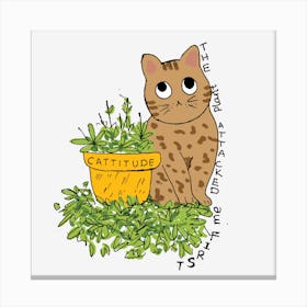 Cat fights with plant Canvas Print