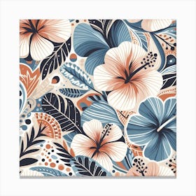 Scandinavian style, Pattern with Hibiscus flowers Canvas Print