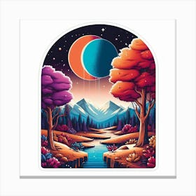 Moon And The Trees Canvas Print