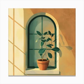 Window With A Plant 3 Canvas Print