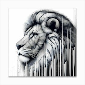 Lion Head - Abstract Line Art Illustration 12 Canvas Print