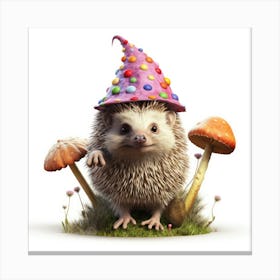 Hedgehog In A Birthday Hat Canvas Print