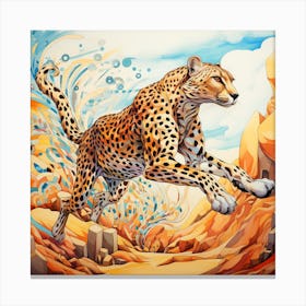 Cheetah In The Desert Canvas Print