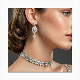 Woman Wearing Diamond Earrings Canvas Print