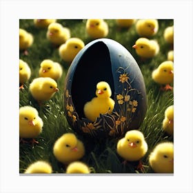 Easter Egg with Yellow Chicks Canvas Print