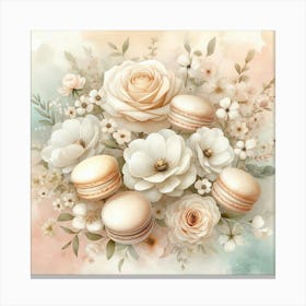 Macarons And Flowers Canvas Print