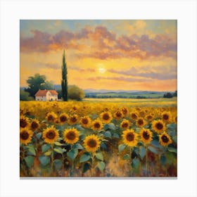 Sunflowers At Sunset 3 Canvas Print