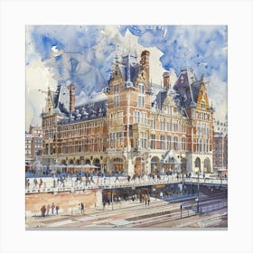 Amsterdam Central Station: Series. Water Colour 3 Canvas Print