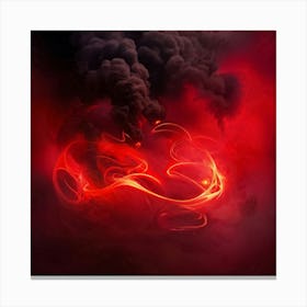 Abstract Painting Capturing The Essence Of Passion And Love Tendrils Of Black Smoke Intertwine With Canvas Print