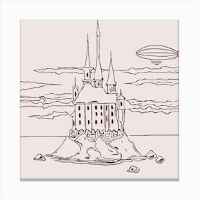 Castle Nature Outlines Ink Clouds Landscape Fantastic Fairy Tale Canvas Print