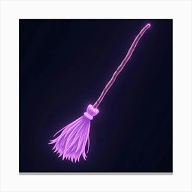 Witch S Broomstick, Glowing With Ethereal, Purple Energy Canvas Print