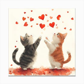 Dancing Cats Under Falling Heart 14 Canvas Print