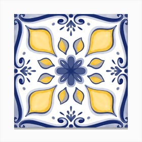 Blue And Yellow Tile Canvas Print
