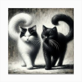 Black And White Cats 1 Canvas Print