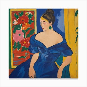 Woman In Blue Dress Canvas Print