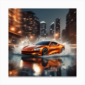 Orange Sports Car  Canvas Print