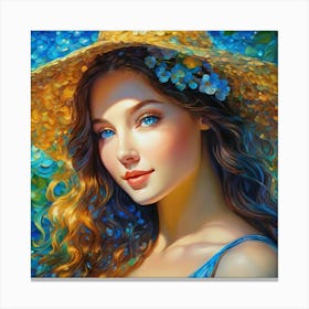 Girl In A Hat hj Canvas Print