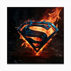 Superman Logo On Fire Canvas Print