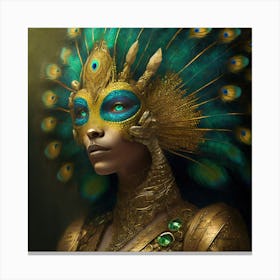 Firefly A Modern Illustration Of A Fierce Native American Warrior Peacock Iguana Hybrid Femme Fatale (14) Canvas Print